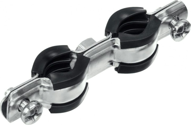 Хомут для монтажа труб двухболтовый ЗУБР 37890-15-19 двойной 3/8", 8шт, оцинкованный