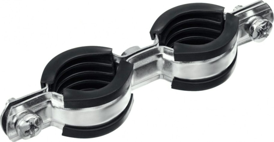 Хомут для монтажа труб двухболтовый ЗУБР 37890-25-29 двойной 3/4", 8шт, оцинкованный