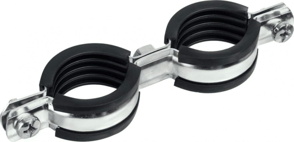 Хомут для монтажа труб двухболтовый ЗУБР 37890-32-37 двойной 1", 8шт, оцинкованный
