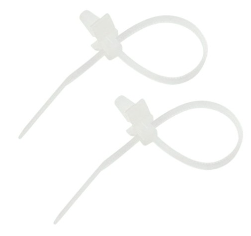 Хомут пластиковый REXANT 100x2,5 мм, ø 2,4 мм, белый с крепежным пистоном упаковка 100 шт. [07-0107]