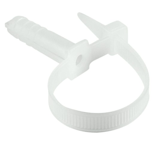 Хомут пластиковый REXANT 150x7,0 мм, ø 8,0 мм, белый с дюбелем упаковка 50 шт. [07-0176]