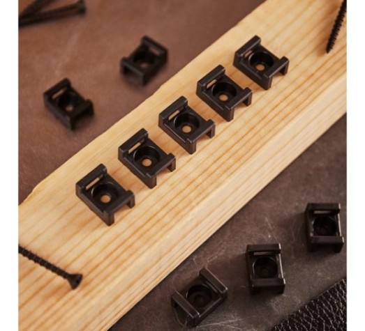 Хомут пластиковый REXANT 22x16 мм, черный для крепления стяжки (пс-2) упаковка 100 шт. [07-2103]