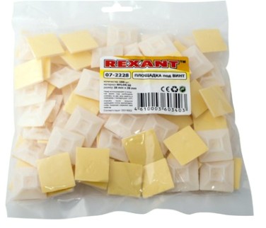 Хомут пластиковый REXANT 28х28 мм, белый под винт самоклеящаяся упаковка 100 шт. [07-2228]