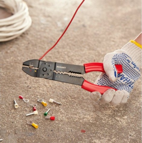 Инструмент для снятия изоляции REXANT HT-204 и обжима наконечников [12-3033]