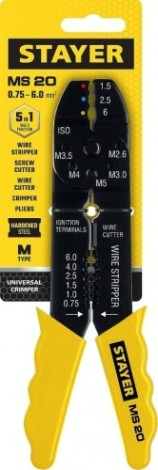 Инструмент для снятия изоляции STAYER MS-20 стриппер многофункциональный, 0.75-6 мм2, [2265-21_z01]