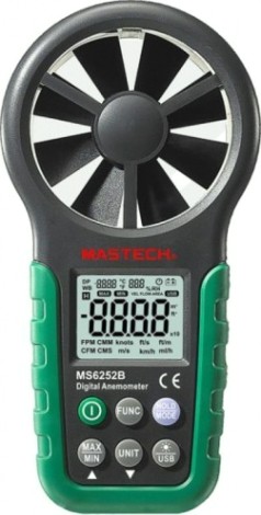 Измеритель скорости потока воздуха MASTECH MS6252B цифровой, с крыльчаткой [13-1272]