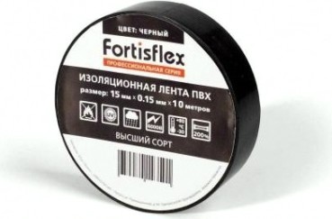 Изолента FORTISFLEX 71228 15 мм х 10 м, цвет черный