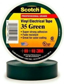 Изолента ПВХ 3M Scotch® 35 19 мм х 20 м, зеленая [7000031669]