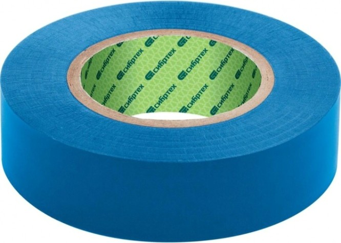 Изолента СИБРТЕХ 19 мм х 20 м, синяя пвх [88793]