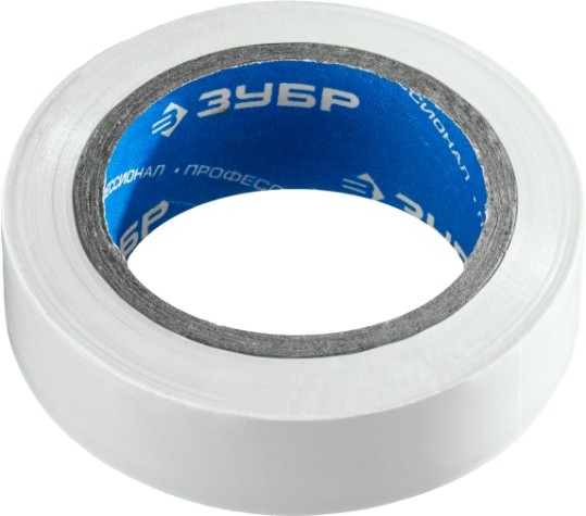 Изолента ЗУБР Электрик-10 белая пвх, не поддерживает горение, 10м (0,13х15мм), [1233-8]