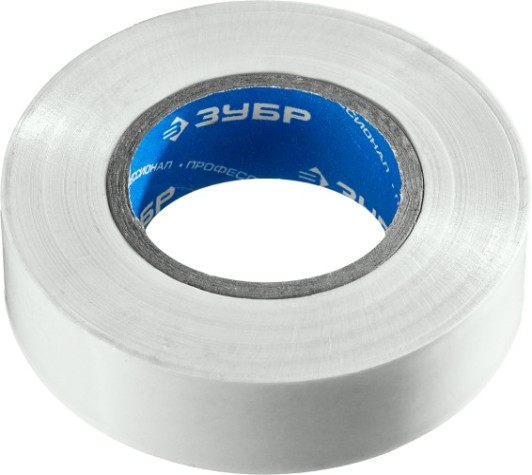 Изолента ЗУБР Электрик-20 белая пвх, не поддерживает горение, 20м (0,16x19мм), [1234-8]