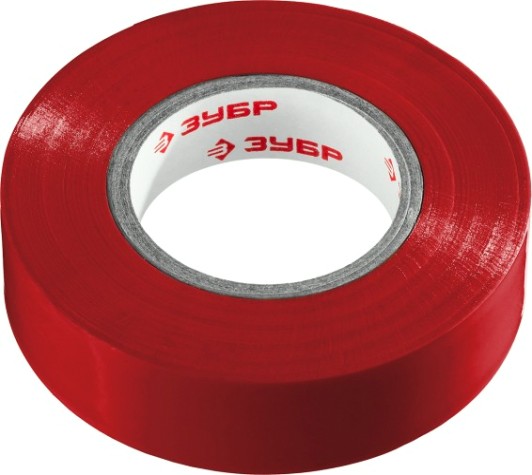 Изолента ЗУБР Электрик-20 красная пвх, не поддерживает горение, 20м (0,16x19мм), [1234-3_z02]