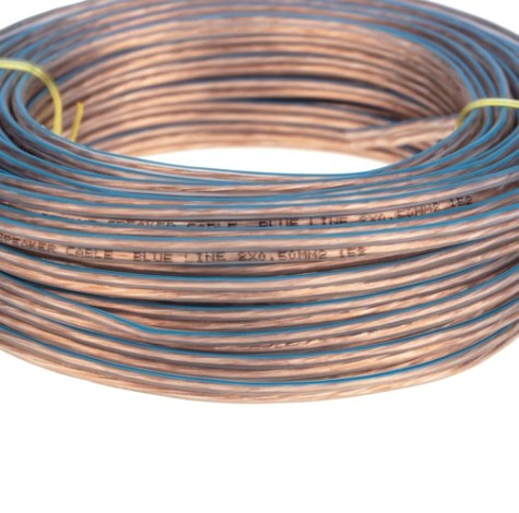 Кабель акустический REXANT 01-6203-3-20 2х0,50мм², прозрачный BLUELINE, 20м