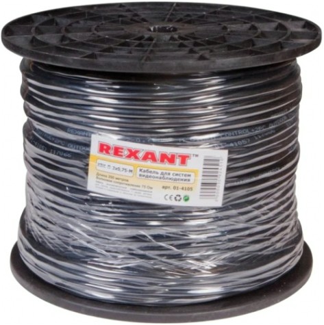 Кабель REXANT 01-4105 КВК-П-2 +2x0,75мм², ø8,0 мм, 200м одножильный, чер Кабель REXANT 01-4105 КВК-П-2 +2x0,75мм², ø8,0 мм, 200м одножильный, чер