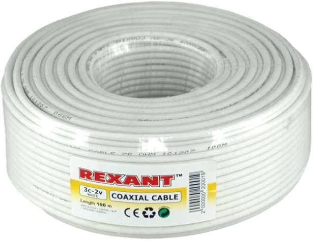 Кабель REXANT 3С-2V (75 Oм), CCS/Al/Al (0,5/Al/32х0,12мм) 48%, 100м, б [01-2611]