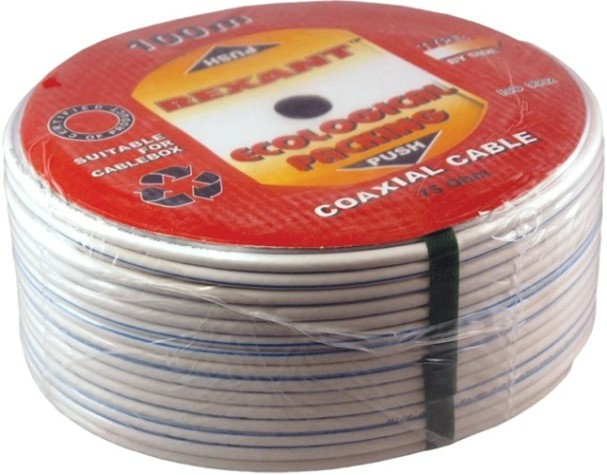 Кабель REXANT DG 113 Cu/Al/Cu (1,13мм/64х0,12мм) 100м, белый [01-2471]