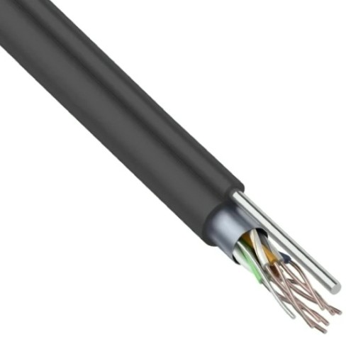 Кабель REXANT F/UTP, CAT 5e, PE 4х2х0,50мм, 24AWG внешний, черный, с тросом [01-0144]