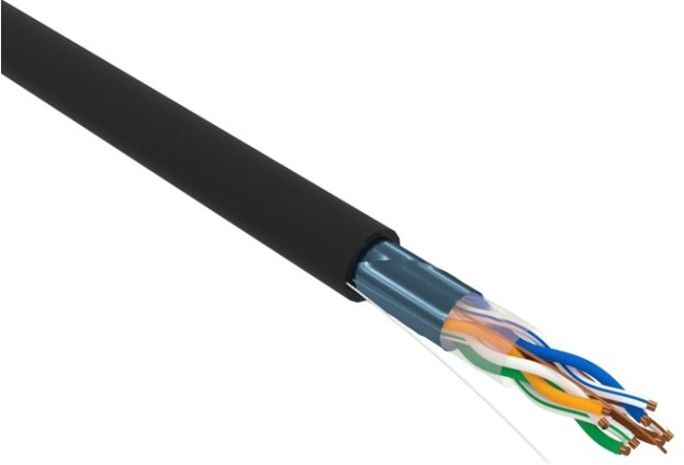 Кабель REXANT F/UTP, CAT 5e, PE 4x2x0,50мм, 24AWG внешний, черный [01-0146-R]