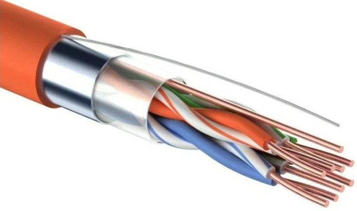 Кабель REXANT F/UTP, CAT 5e, ZH нг(A)-HF (LSZH) 4x2x0,50мм, 24AWG внутр. оранж [01-0150]