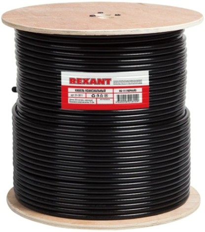 Кабель REXANT RG-11U (75 Oм), CCS/Al/Al (1,63/Al/96х0,12мм) 83% 305м, ч [01-3011]