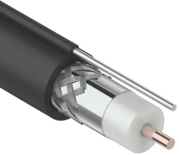 Кабель REXANT RG-11U (75 Oм), CCS/Al/Al (1,63/Al/96х0,12мм) 83% + трос [01-3021]