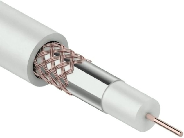 Кабель REXANT RG-59U (75 Oм) Cu/Al/Cu (0,58/Al/48х0,12мм) 64%, 100м, бе [01-2641]