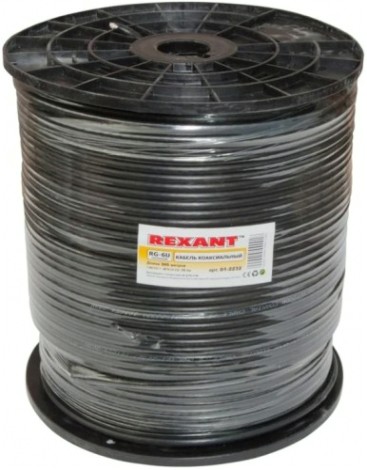 Кабель REXANT RG-6U (75 Oм) Cu/Al/Cu (1,0/Al/48х0,12мм) 64%, бух. 305м [01-2232]