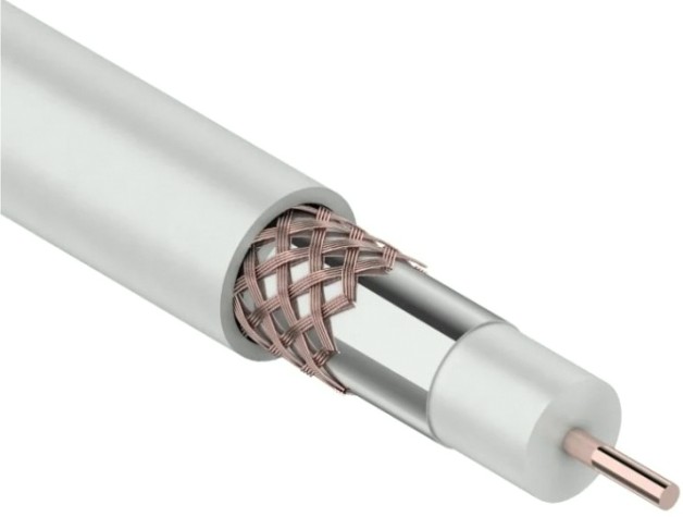 Кабель REXANT RG-6U (75 Oм) Cu/Al/Cu (1,0/Al/64х0,12мм) 75%, бух. 100м [01-2223]