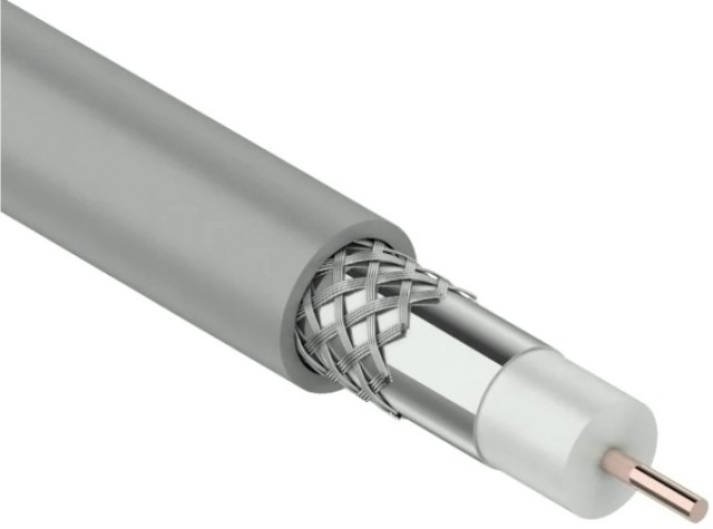 Кабель REXANT RG-8X (50 Oм) CCS/Al/Al (1,80/64х0,12мм) 75% серый, 100м [01-2021]