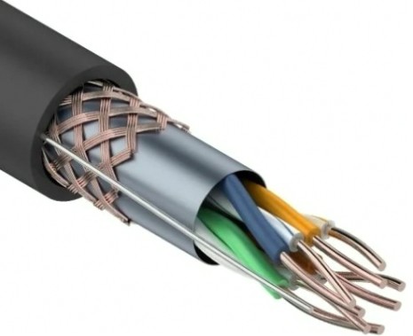Кабель REXANT SF/UTP, CAT 5e, PE 4х2х0,52мм, 24AWG внешний, черный [01-0344]