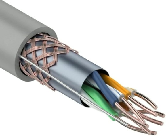 Кабель REXANT SF/UTP, CAT 5e, PVC 4x2x0,52мм, 24AWG внутренний, серый [01-0342]