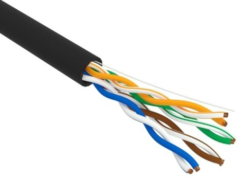 Кабель REXANT U/UTP, CAT 5e, PE 4х2х0,50мм, 24AWG внешний, черный [01-0045-R]