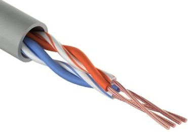 Кабель REXANT U/UTP, CAT 5e, PVC 2х2х(0,16х7) мм, внутр., многожильный, серый [01-0026]