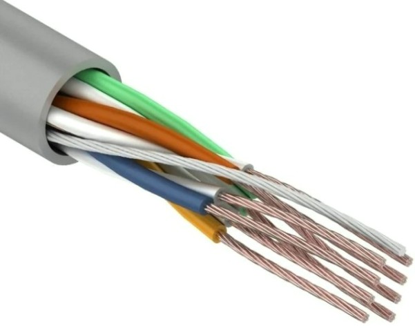 Кабель REXANT U/UTP, CAT 5e, PVC 4х2x(0,16х7) мм, внутр., многожильный, серый [01-0044]