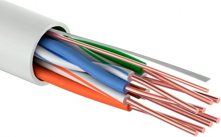 Кабель REXANT U/UTP, CAT 5e, PVC 4x2x0,50 мм, 24AWG внутренний, серый [01-0043]