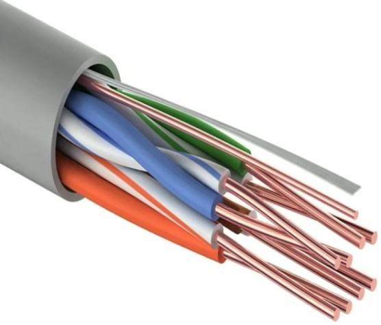 Кабель REXANT U/UTP, CAT 5e, PVC 4x2x0,50мм, 24AWG внутренний, серый, 25м [01-0043-25]