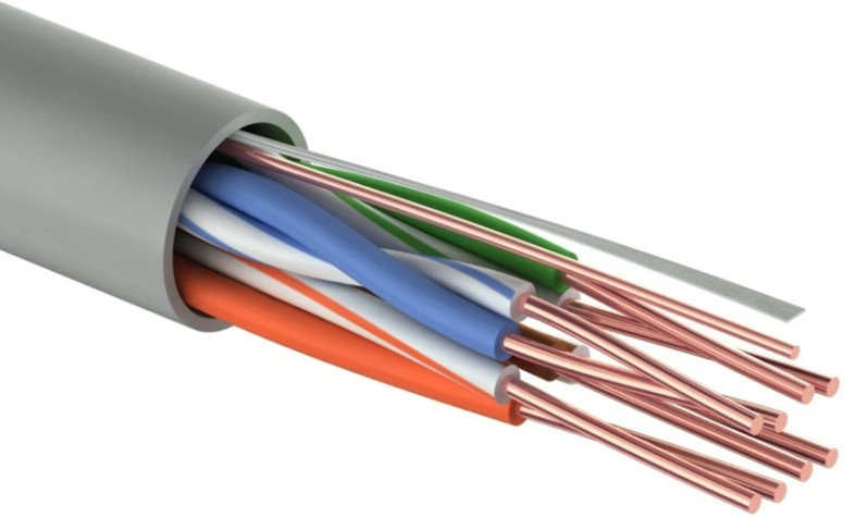 Кабель REXANT U/UTP, CAT 5e, ZH нг(A)-HF (LSZH), 4х2х0,48мм, 24AWG внутр. серый [01-0059]