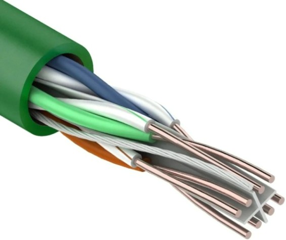 Кабель REXANT U/UTP, CAT 6 нг(A)-HFLTx 4х2х0,575мм, 23AWG внутренний, зеленый [01-0072]