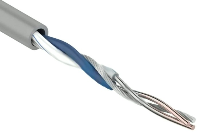 Кабель REXANT U/UTP, CAT 6, PVC 1х2х0,50 мм, 24AWG, внутренний, серый [01-0002]