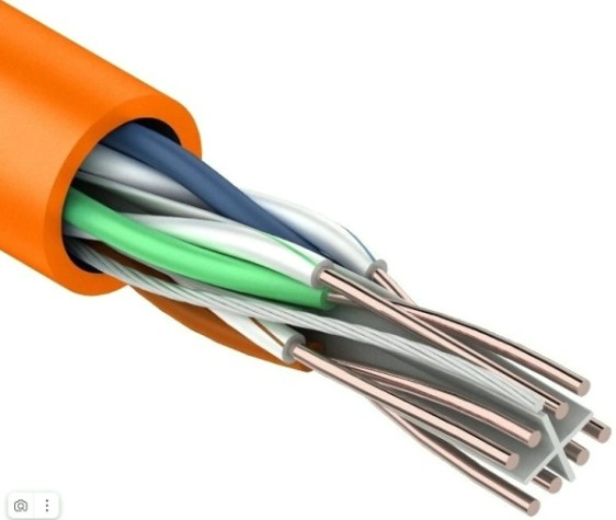 Кабель REXANT U/UTP, CAT 6, ZH нг(A)-HF (LSZH), 4х2х0,57мм, 23AWG внутр. оранж [01-0050]