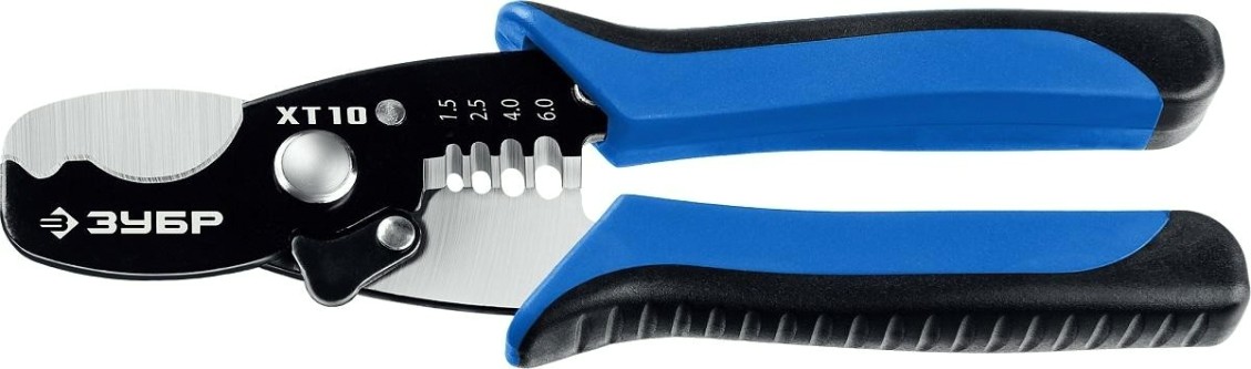 Кабелерез ЗУБР XT-10 со съемником изоляции, рез до 10 мм. [22640]