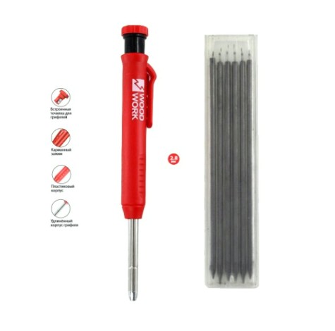 Карандаш малярный WOODWORK CPL-002 с грифелем ø2,8 мм, с набором грифелей Карандаш малярный WOODWORK CPL-002 с грифелем ø2,8 мм, с набором грифелей