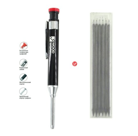 Карандаш малярный WOODWORK CPL-003 с грифелем ø2,8 мм, с набором грифелей Карандаш малярный WOODWORK CPL-003 с грифелем ø2,8 мм, с набором грифелей