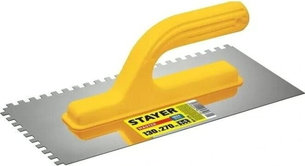 Кельма STAYER MASTER 130х270 мм, 6х6 мм, гладилка штукатурная зубчатая [08012-06_z01]