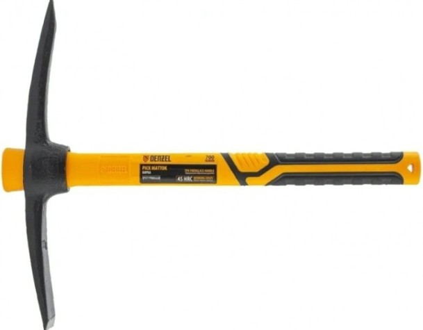 Кирка DENZEL 700 г, фибергл. обрезиненная рукоятка 385 мм [21831]