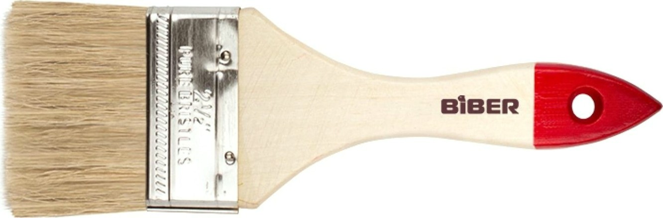 Кисть флейцевая Biber Эконом 31114 натур.щетина, дер. рукоятка, 63мм [Тов-001969]