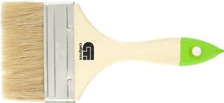 Кисть флейцевая СИБРТЕХ 100 мм плоская натуральная щетина, деревянная ручка [82266]
