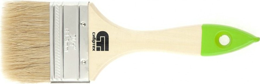 Кисть флейцевая СИБРТЕХ 63 мм плоская натуральная щетина, деревянная ручка [82264]