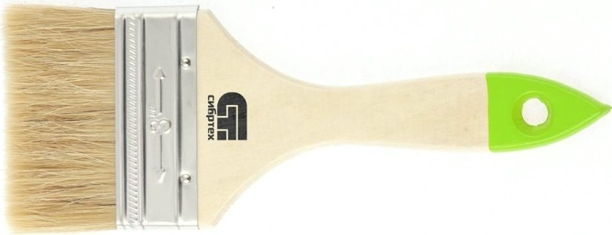 Кисть флейцевая СИБРТЕХ 75 мм плоская натуральная щетина, деревянная ручка [82265]