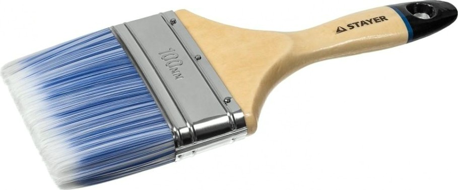 Кисть флейцевая STAYER EURO АQUA для ВД и акриловых ЛКМ, искусств щетина, деревян ручка, 100мм [01062-100]
